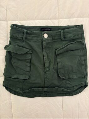 Y2K Utility Cargo Mini Skirt Dark Green Low Rise Pocket Mini X Small